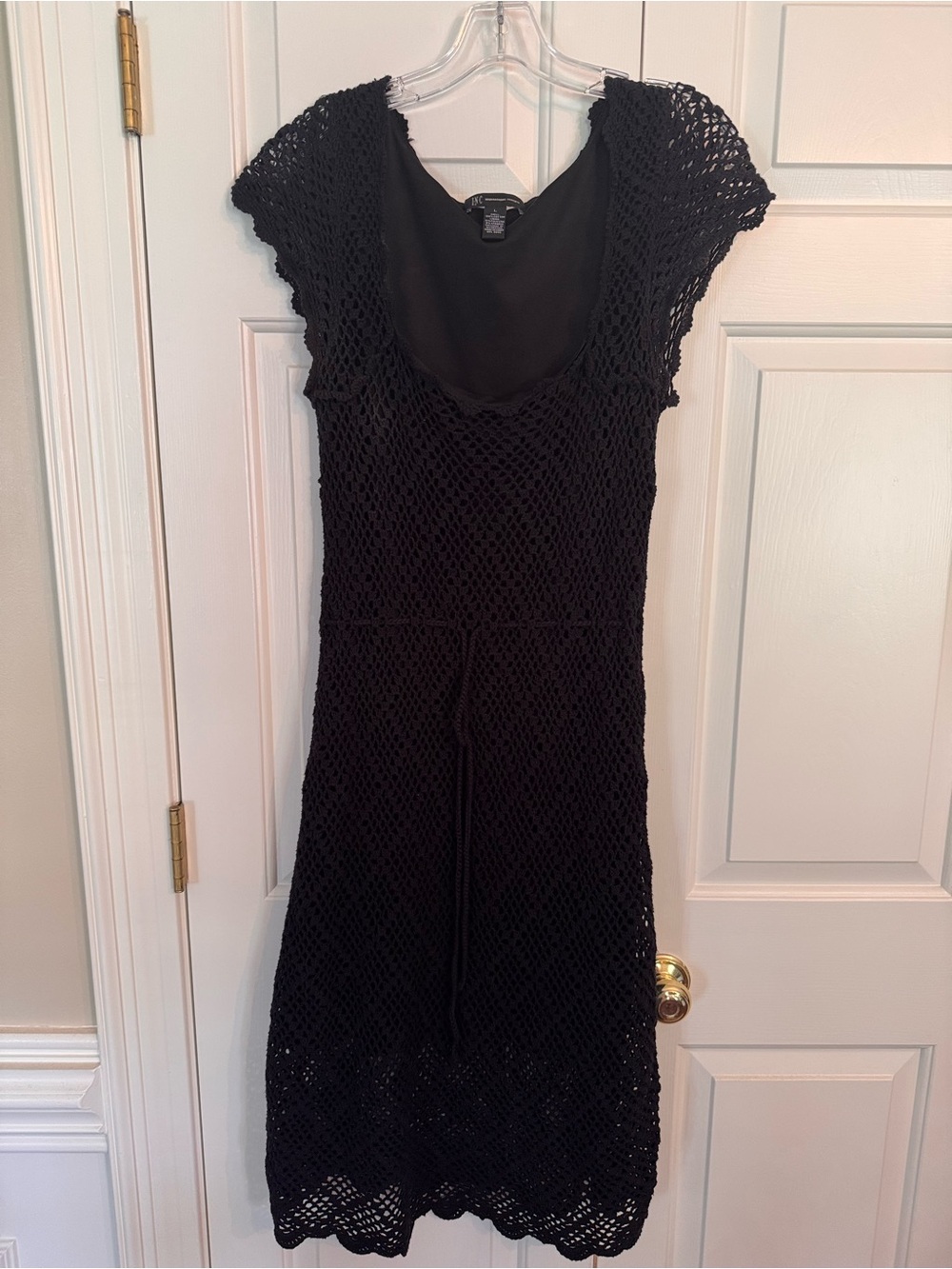 INC Black Crochet Knit Midi Dress - Women